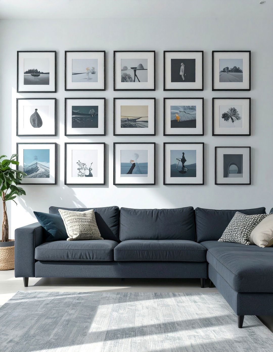The Art Gallery Living Room - 30 dark gray couch living room ideas