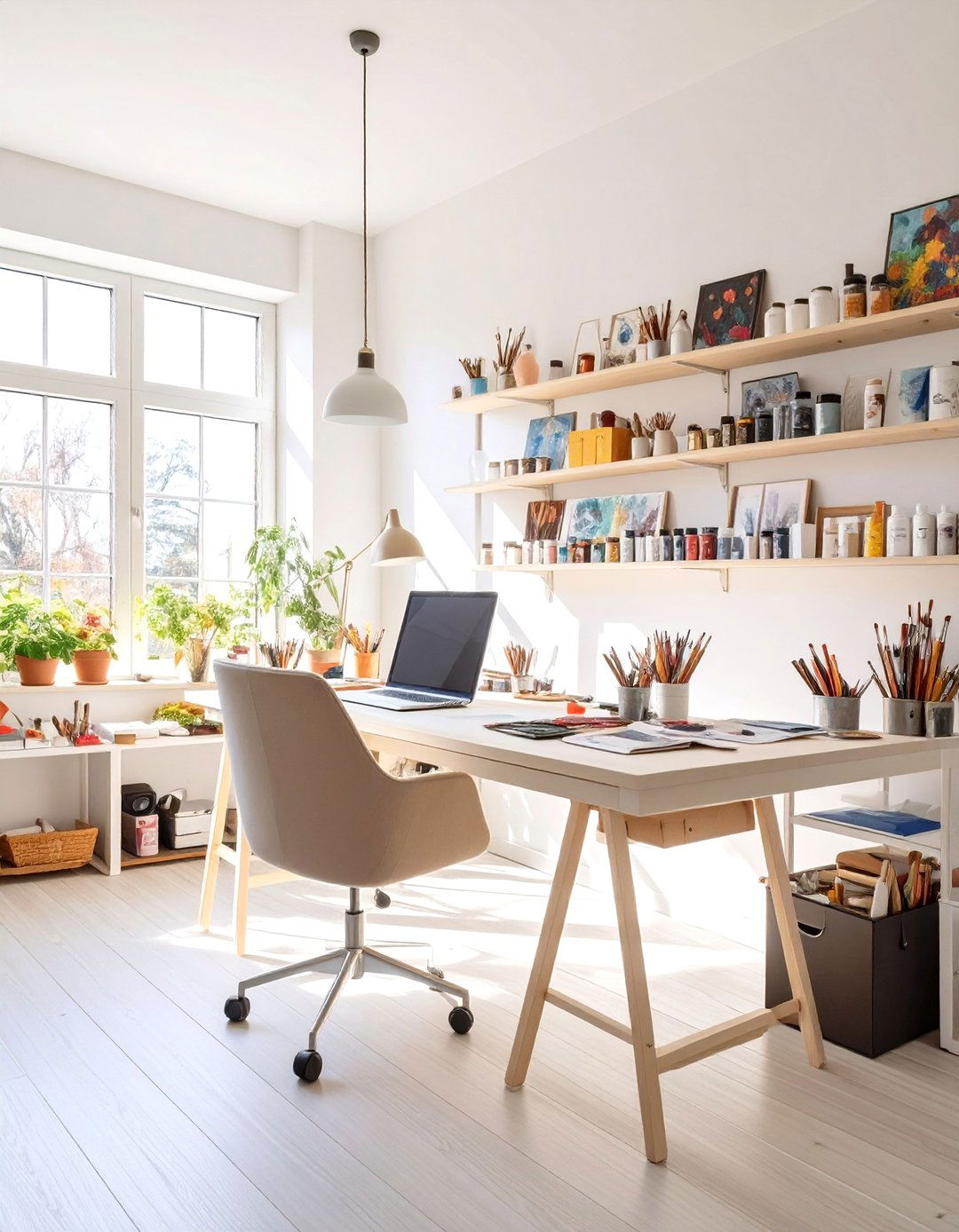 The Art Studio Meets Home Office - 30 home office organization ideas