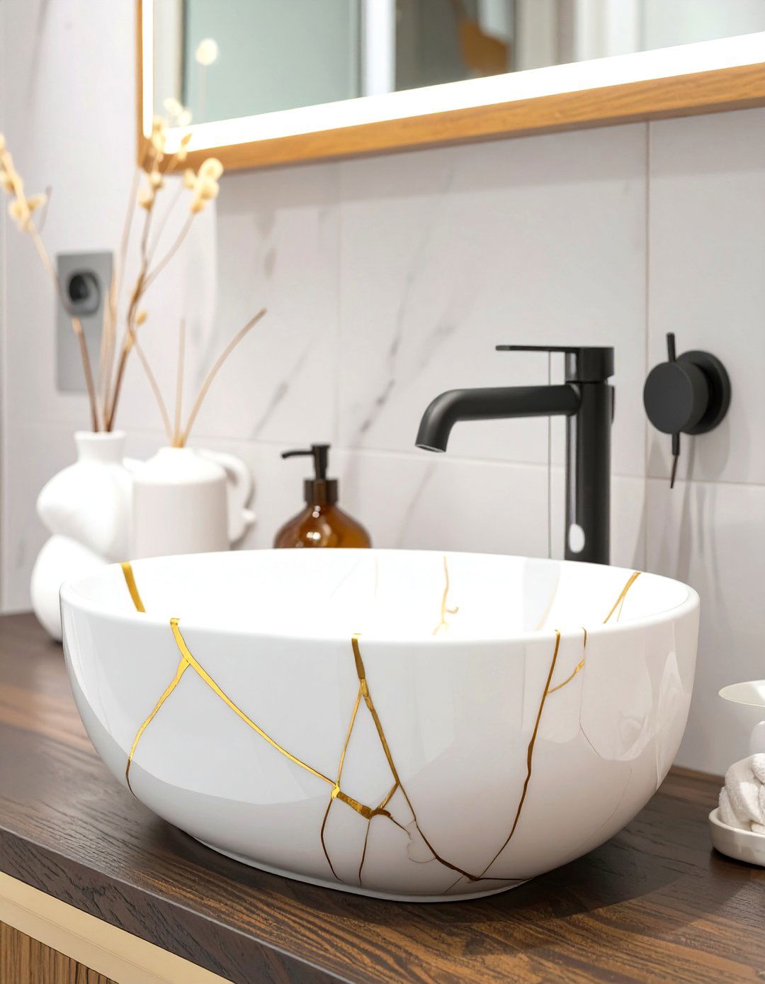 The Art of Kintsugi Bathroom Accents - 30 japanese bathroom design ideas