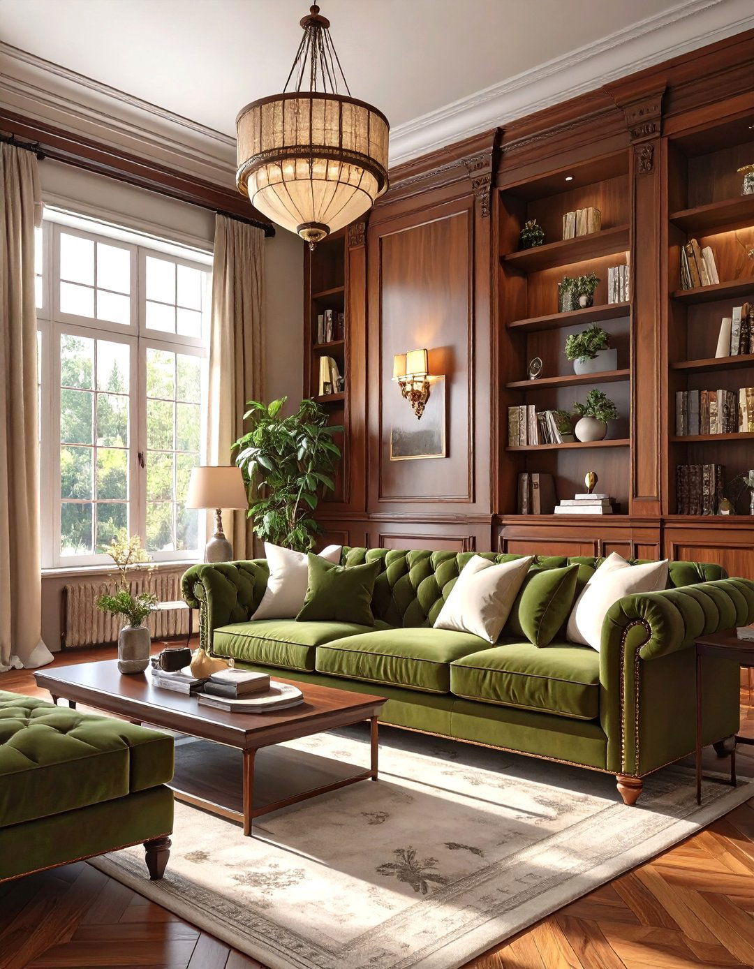 The Arts and Crafts Inspired Living Room - 30 olive green sofa living room ideas