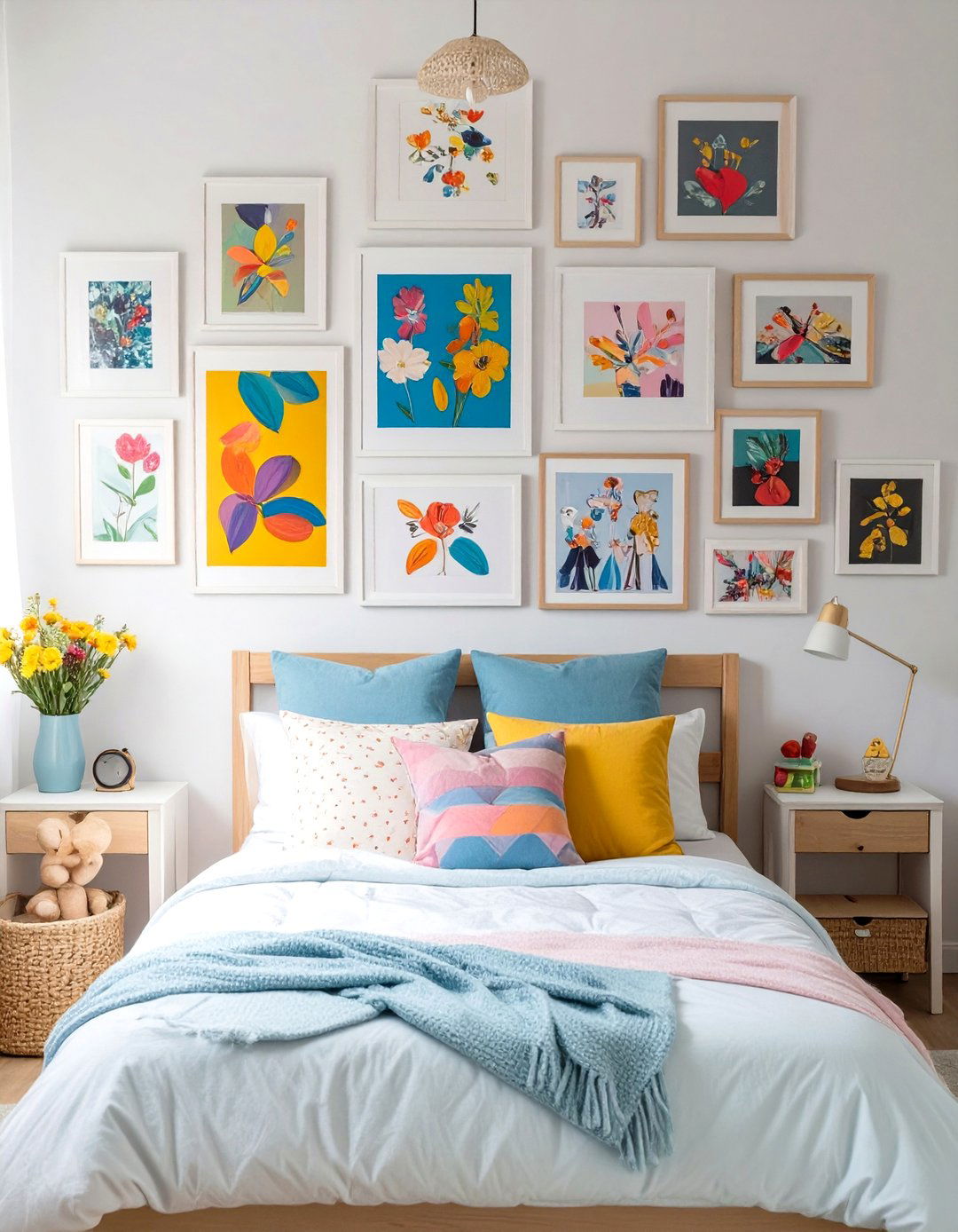 The Artsy Gallery Wall Bedroom - 30 girl bedroom ideas for small rooms