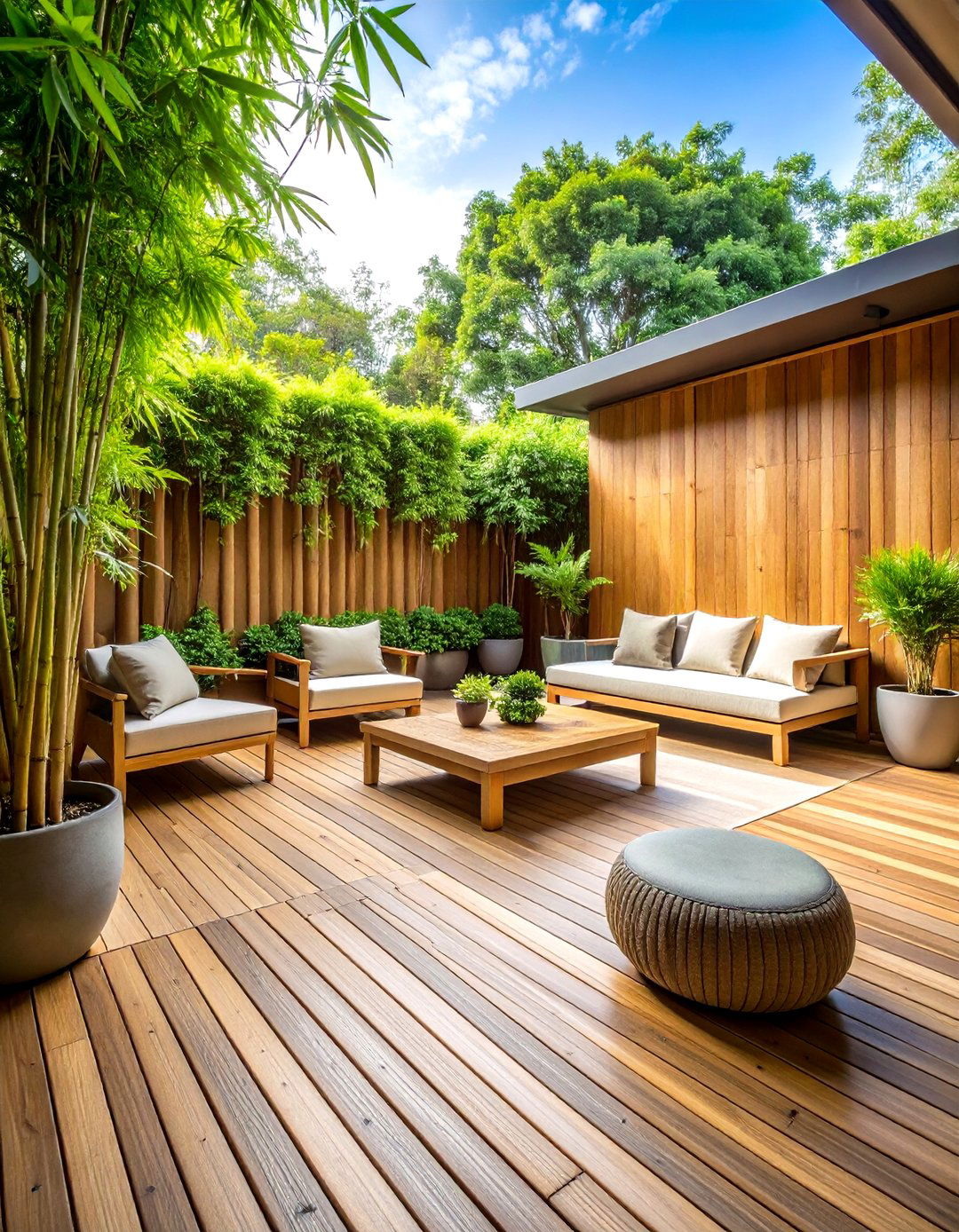 The Asian Inspired Bamboo Deck - 30 backyard deck ideas on a budget