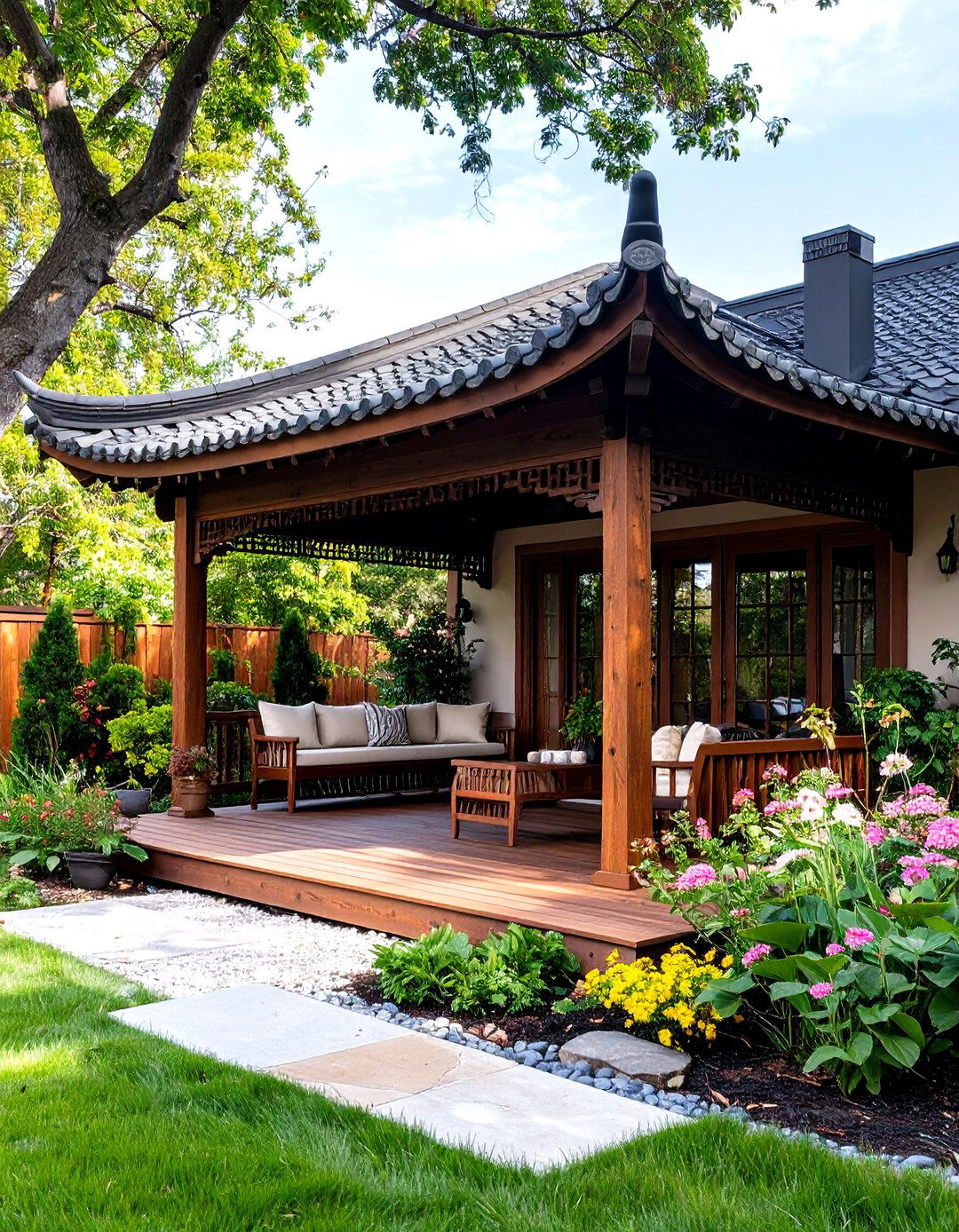 The Asian Inspired Pagoda Awning - 30 front porch awning ideas