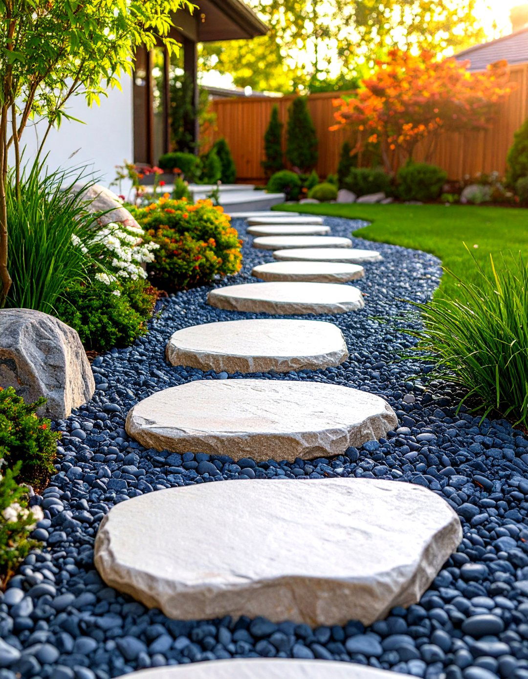 The Asian Inspired Stepping Stone Path - 30 front yard landscaping ideas with rocks no grass
