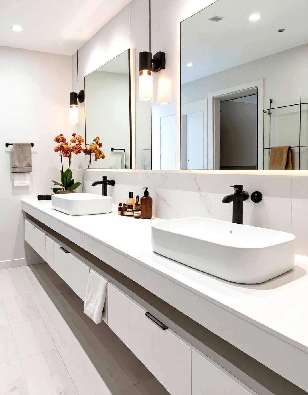 The Asymmetrical Double Sink Layout - 30 double sink bathroom ideas