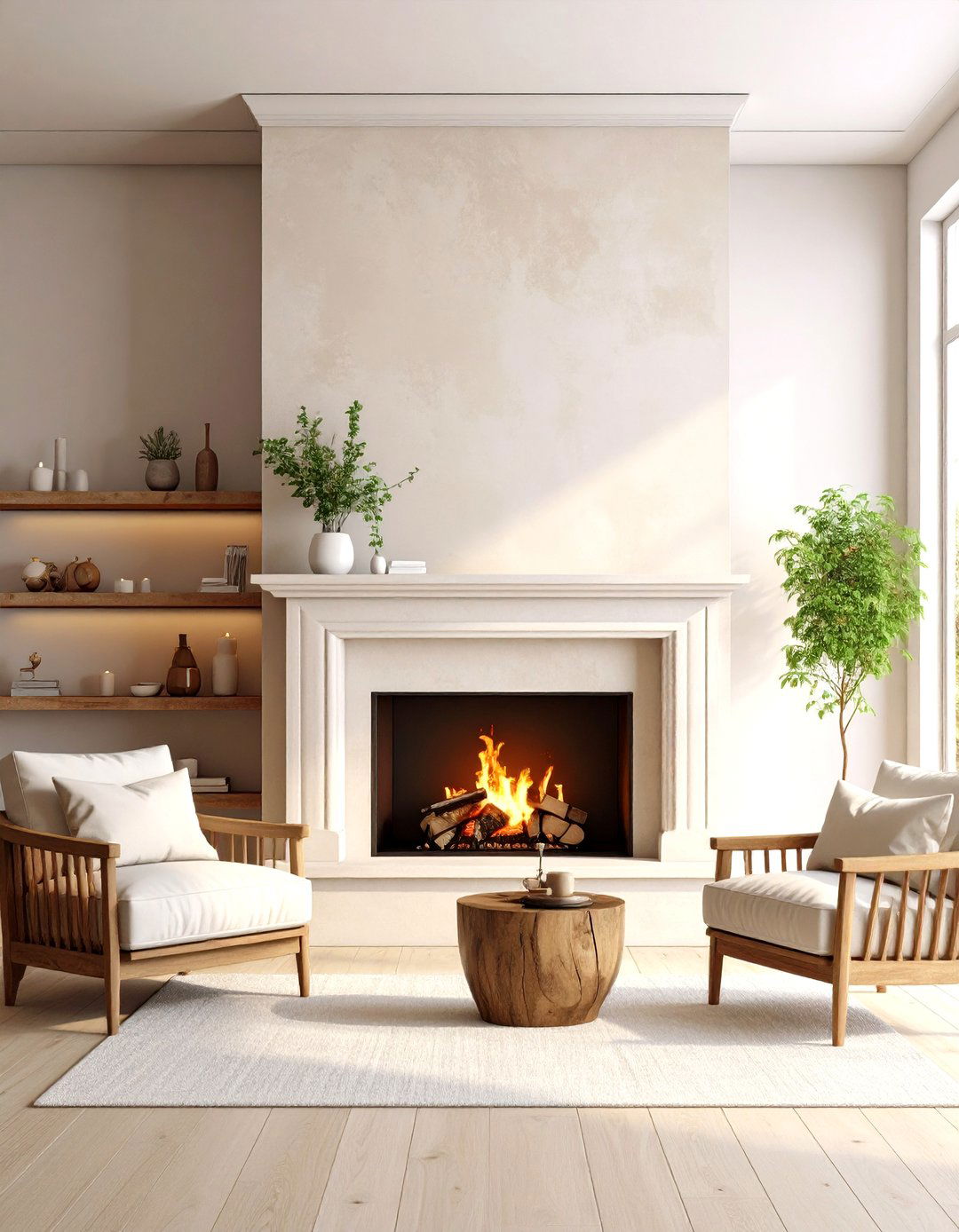 The Asymmetrical Fireplace Composition - 30 living room modern fireplace ideas