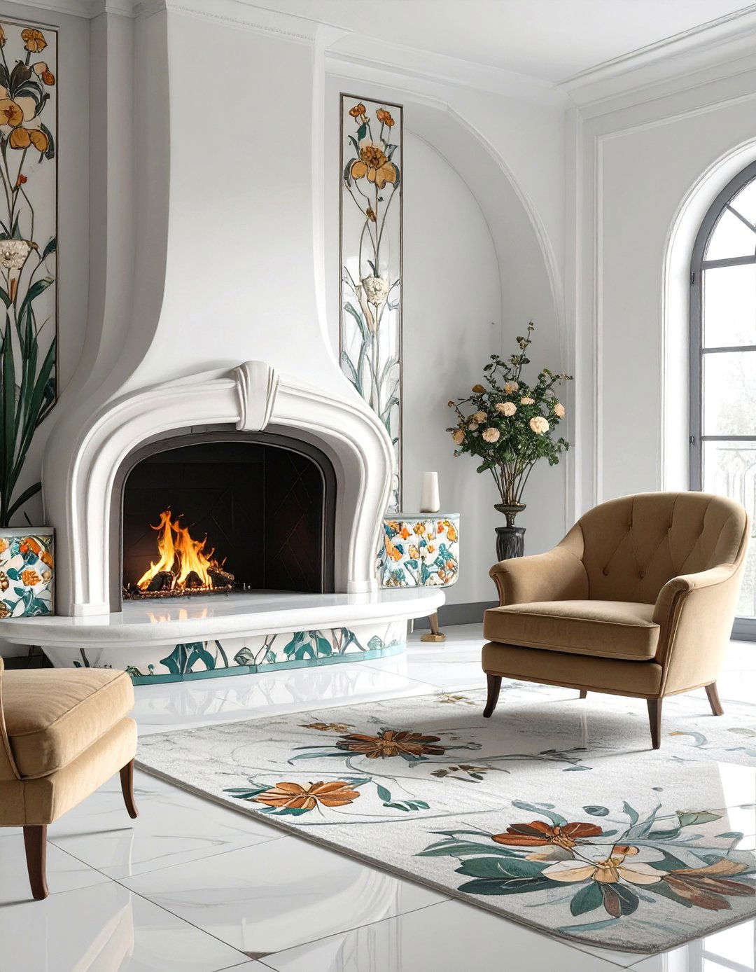 The Asymmetrical Fireplace Lounge - 30 art nouveau interior design ideas