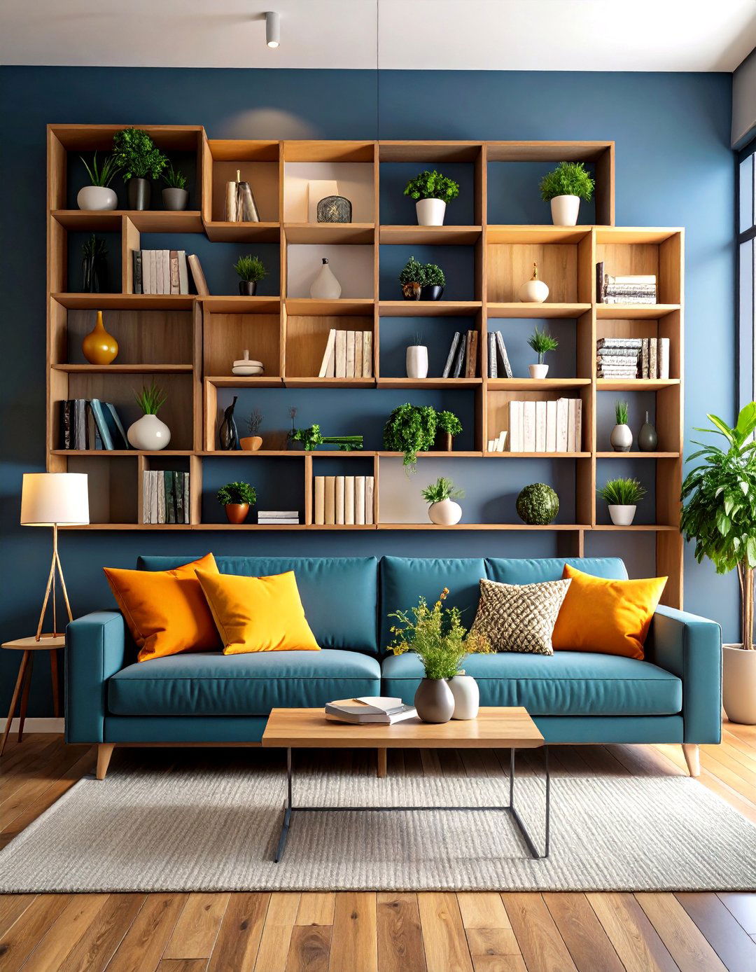 The Asymmetrical Living Room Gallery Shelf - 30 living room shelf ideas