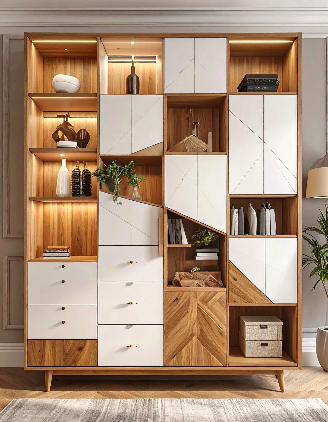The Asymmetrical and Geometric Wardrobe Design - 30 bedroom wardrobe design ideas