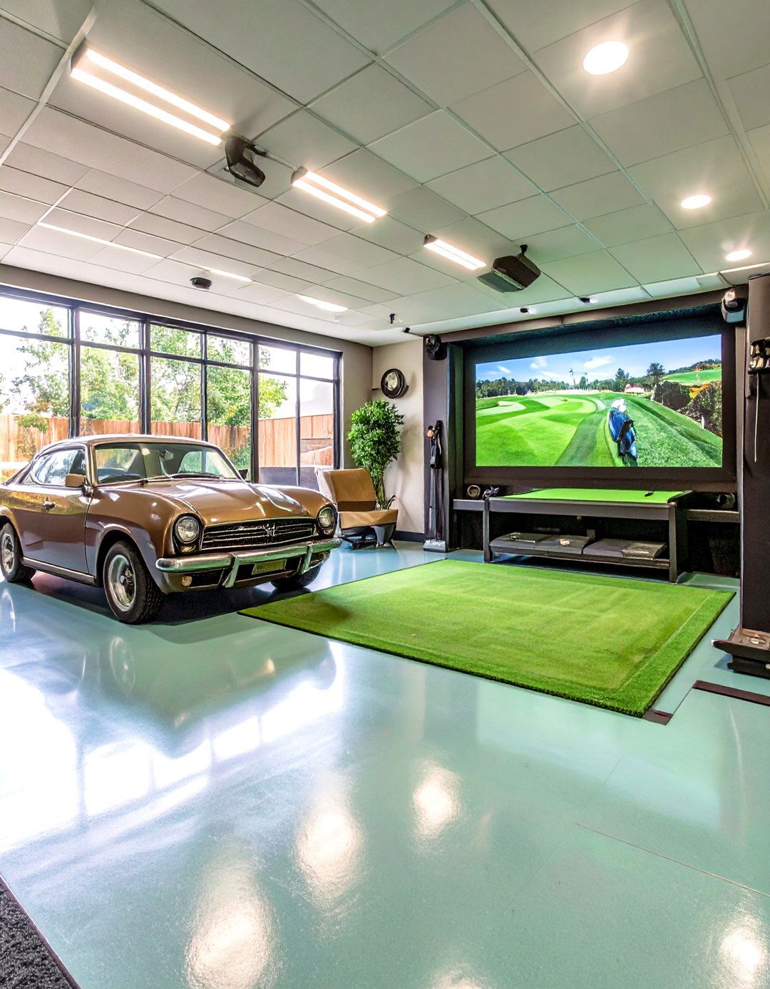 The Automotive Enthusiasts Garage Golf Simulator - 30 garage golf simulator ideas