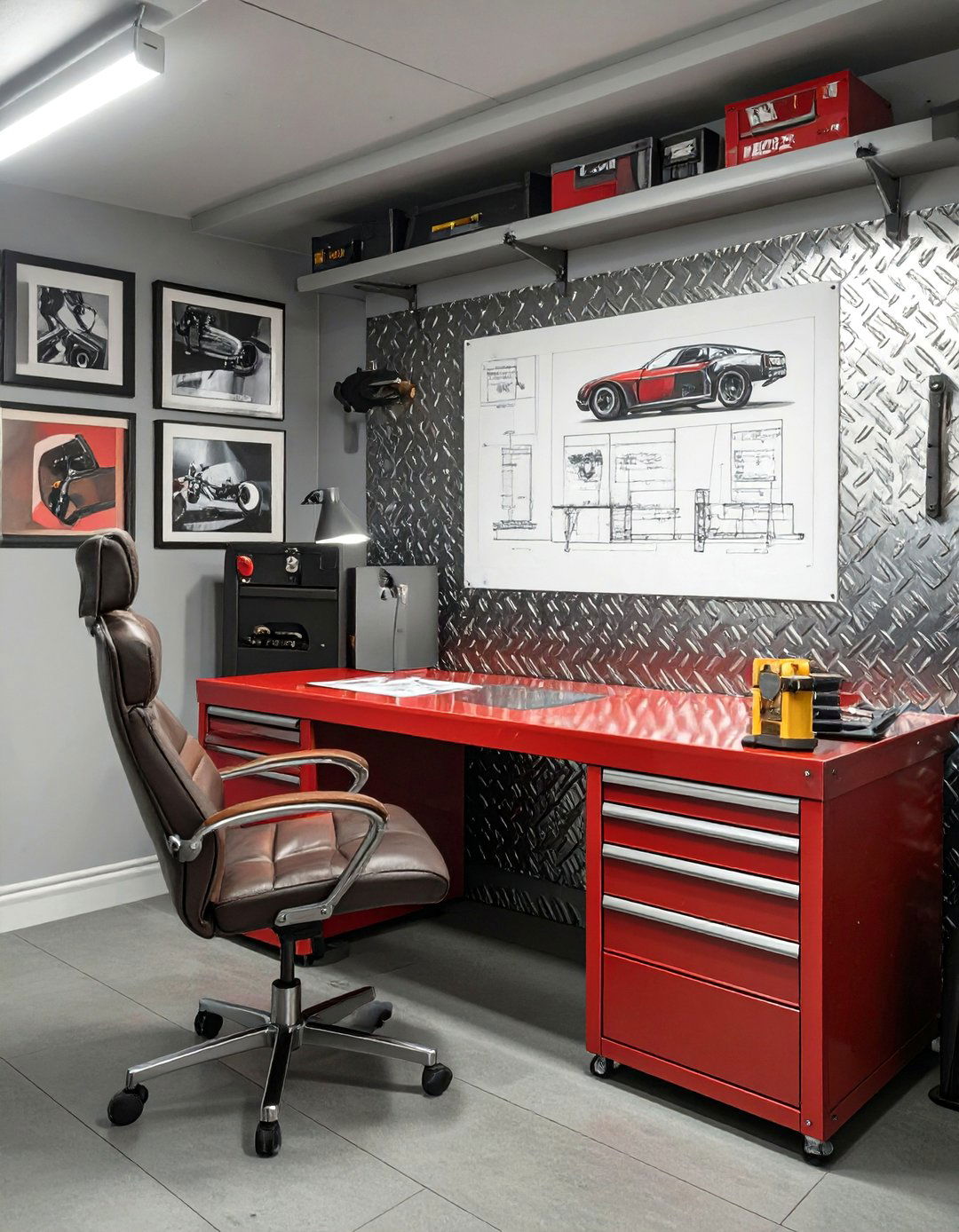 The Automotive Enthusiasts Garage Office - 30 masculine man office ideas