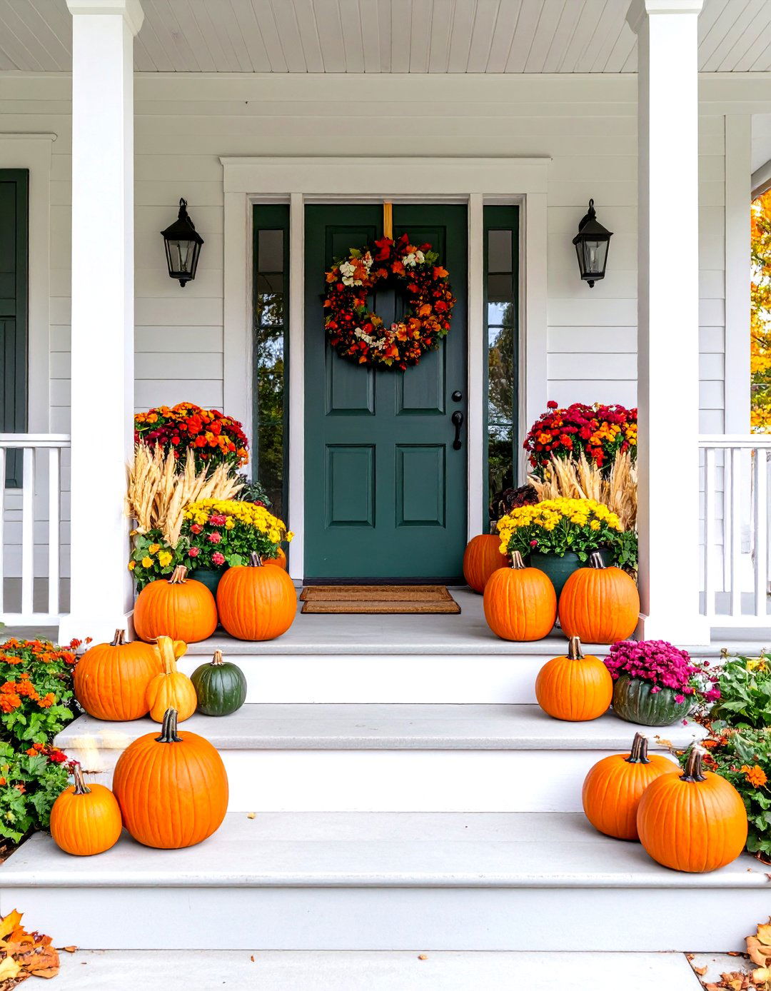 The Autumn Harvest Porch Display - 30 farmhouse front porch ideas