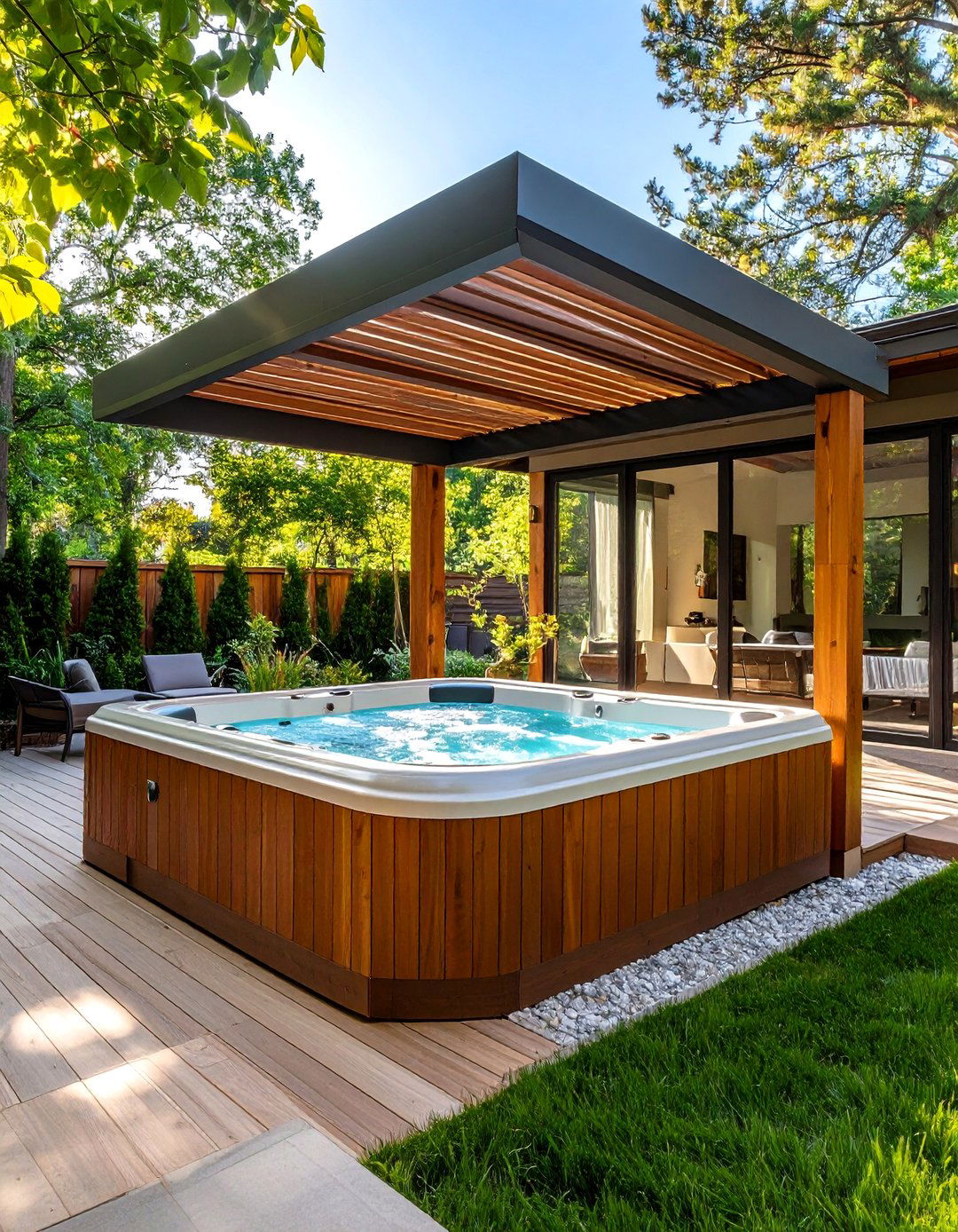 The Awning for a Hot Tub Area - 30 backyard awning ideas