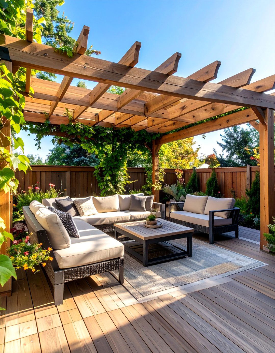The Backyard Deck with Pergola - 30 deck ideas for backyard