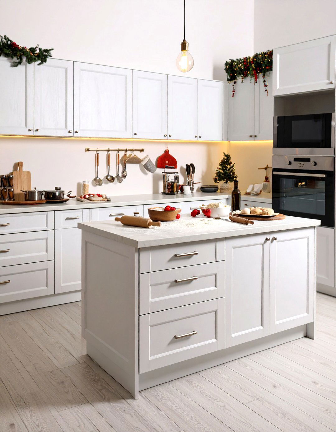 The Bakers Kitchen with Marble Countertops - 30 kitchen cabinet layout ideas