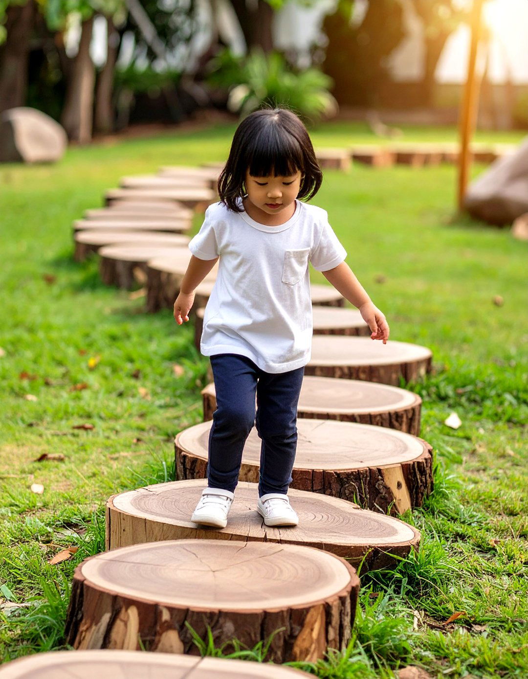 The Balance Beam and Stepping Stones Playground - 30 kid friendly small backyard playground ideas
