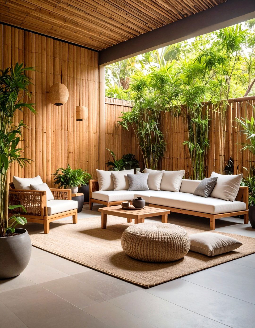 The Bamboo Privacy Screen Oasis - 30 enclosed patio ideas on a budget