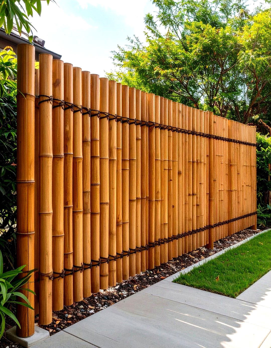 The Bamboo Roll Fence - 30 front yard fence ideas