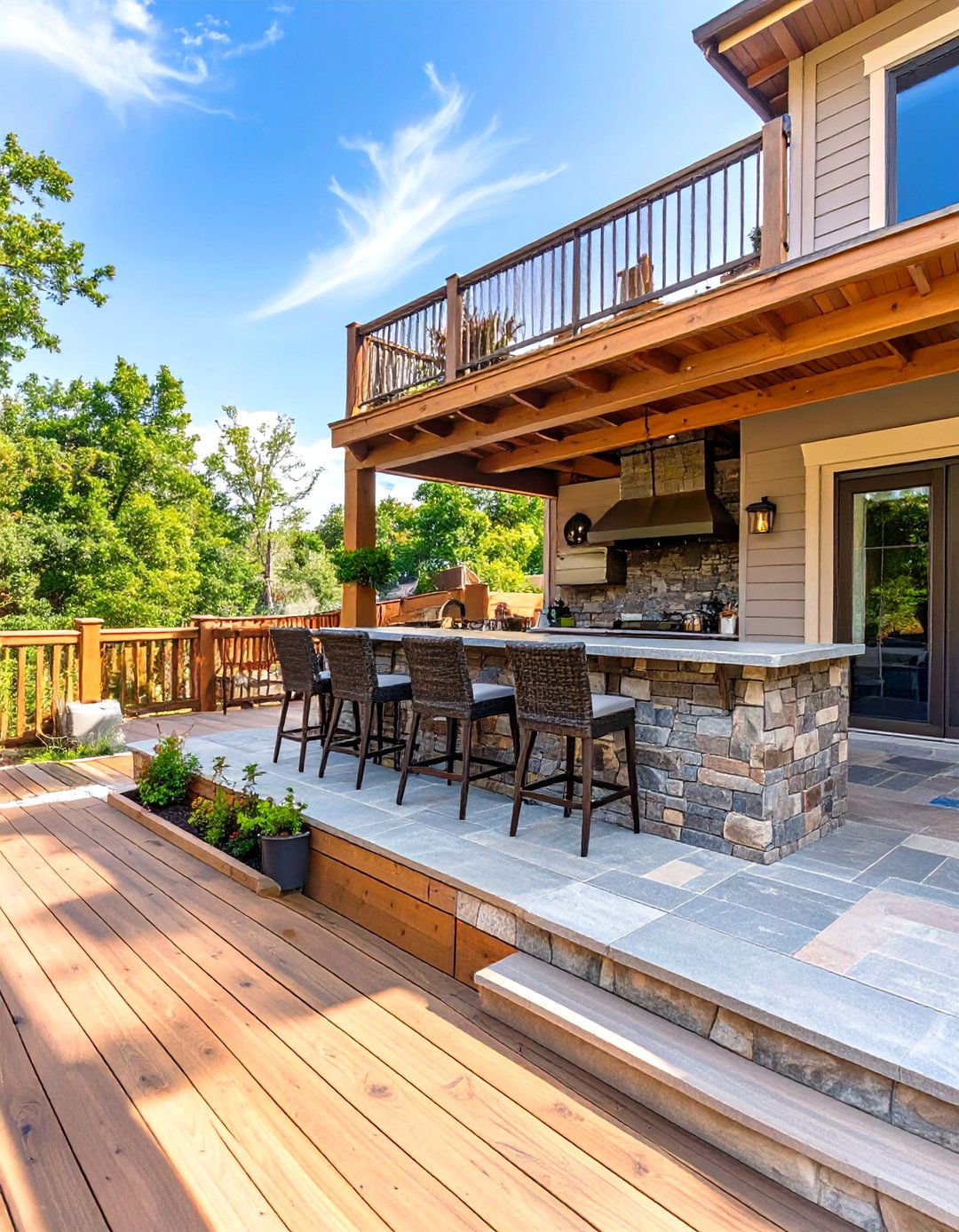 The Bar and Beverage Station Deck - 30 multi level deck ideas