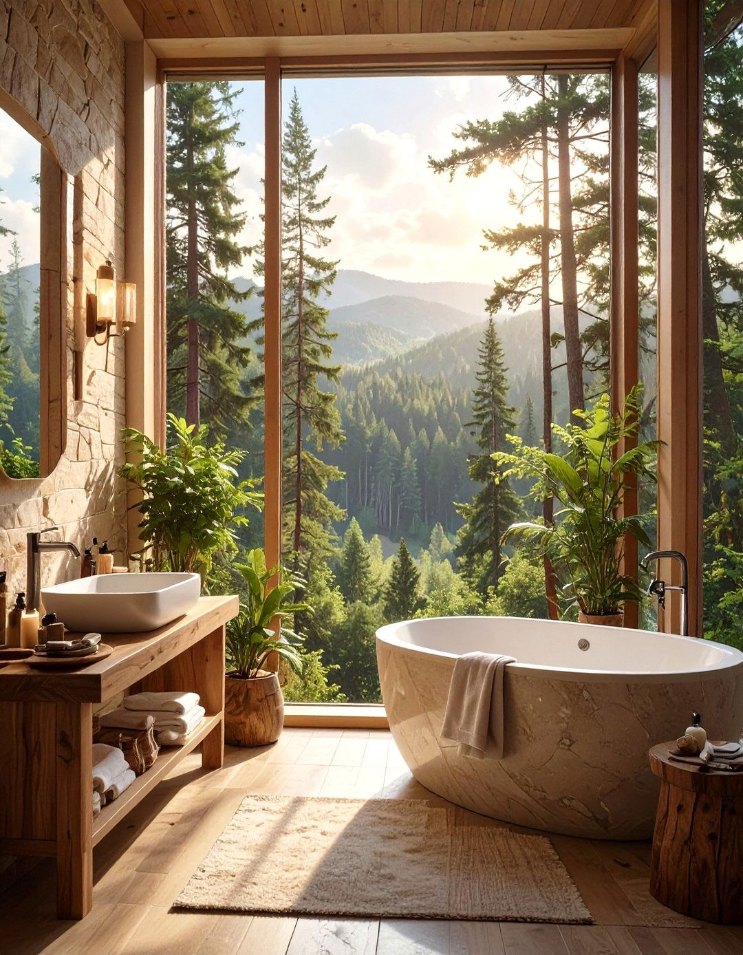 The Bare Window with a Dramatic View - 30 bathroom window ideas