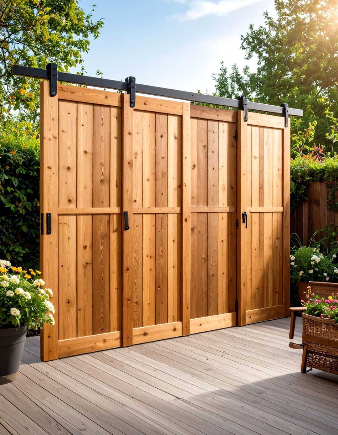The Barn Door Style Sliding Screen - 30 deck privacy wall ideas