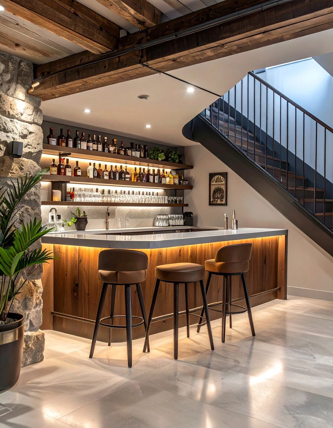 The Basement Bar Under the Stairs - 30 basement bar designs