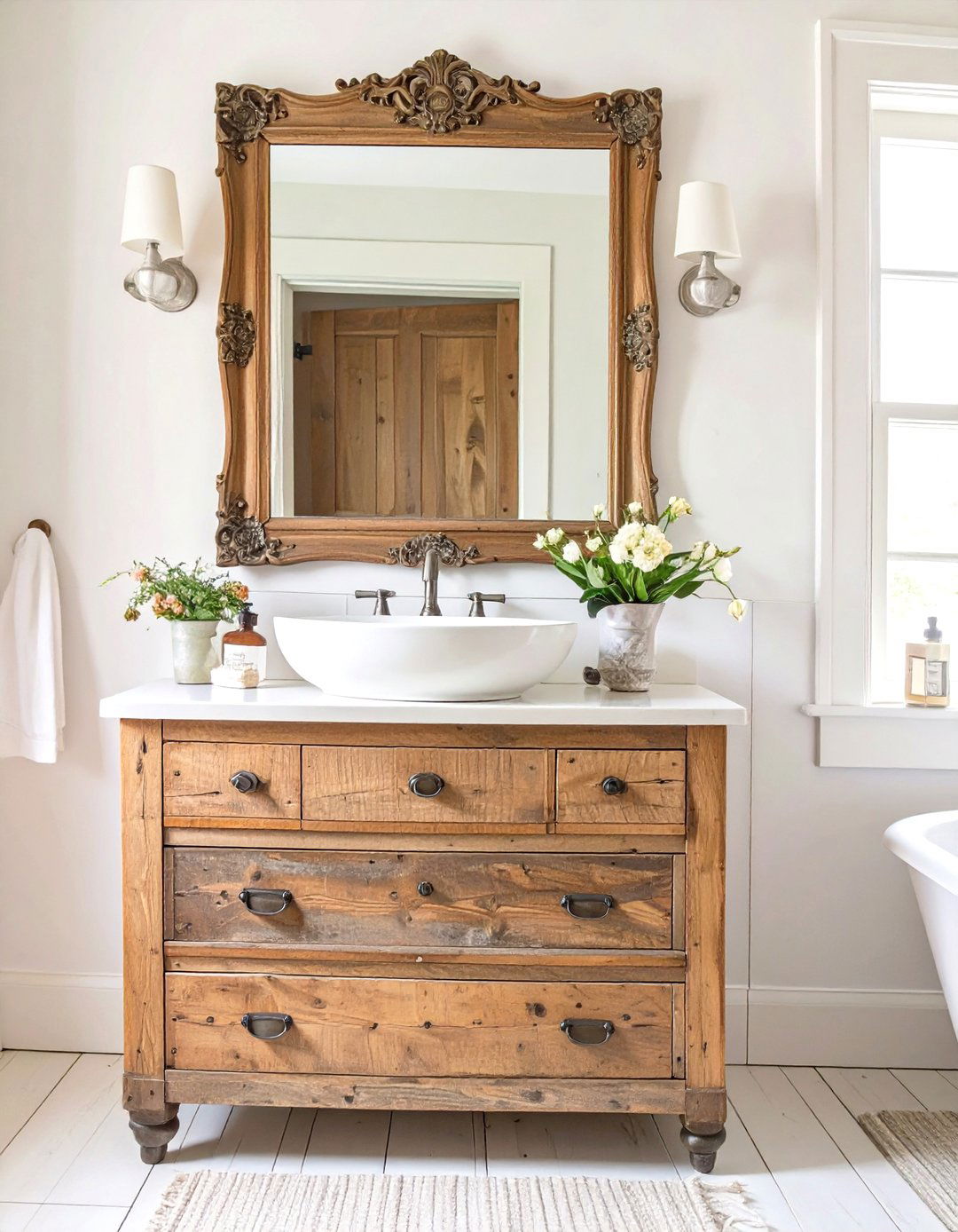 The Bathroom with a Repurposed Vanity - 30 french country interior design ideas