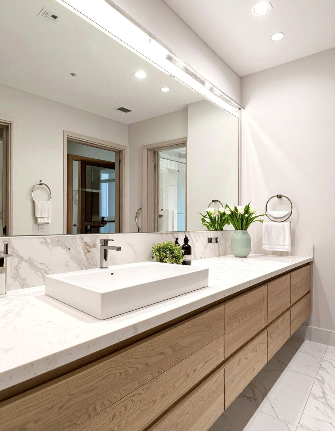 The Bathroom with an Offset Vanity Sink - 30 asymmetrical balance in interior design ideas