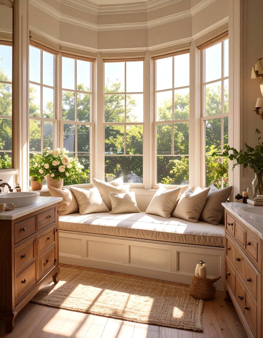 The Bay Window with a Built In Seat - 30 bathroom window ideas