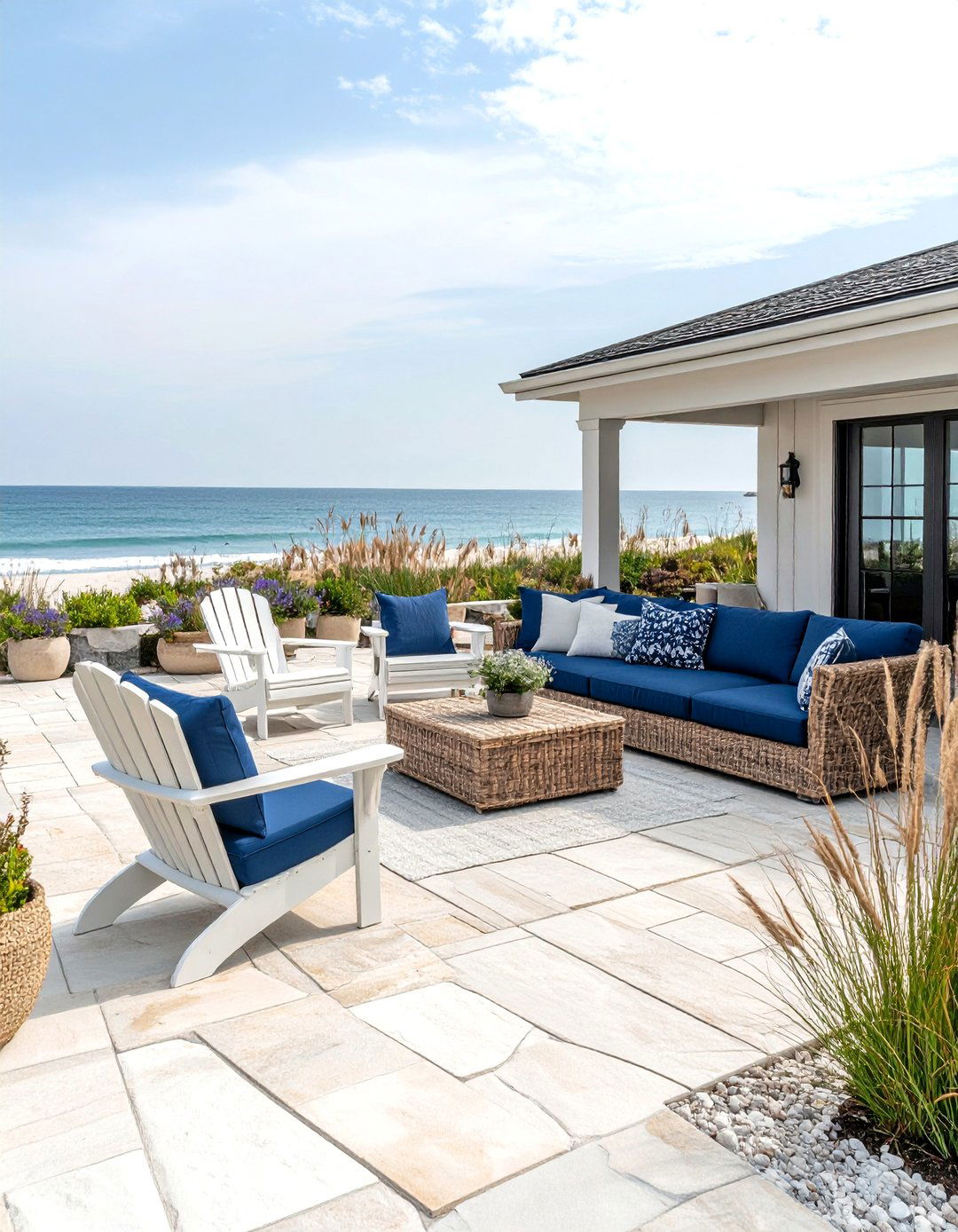 The Beach House Coastal Patio - 30 flagstone patio ideas