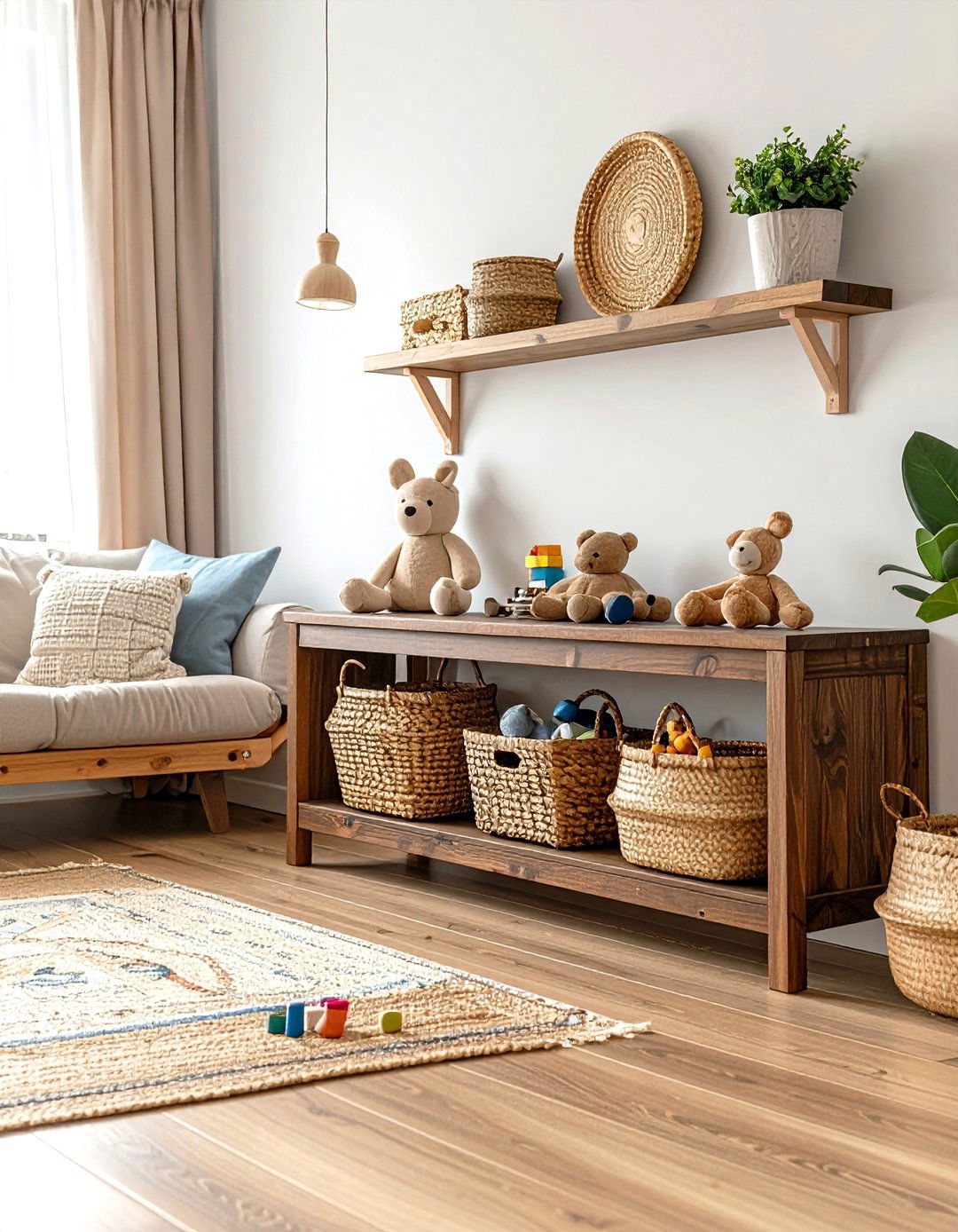 The Behind the Sofa Console Table - 30 living room toy storage ideas
