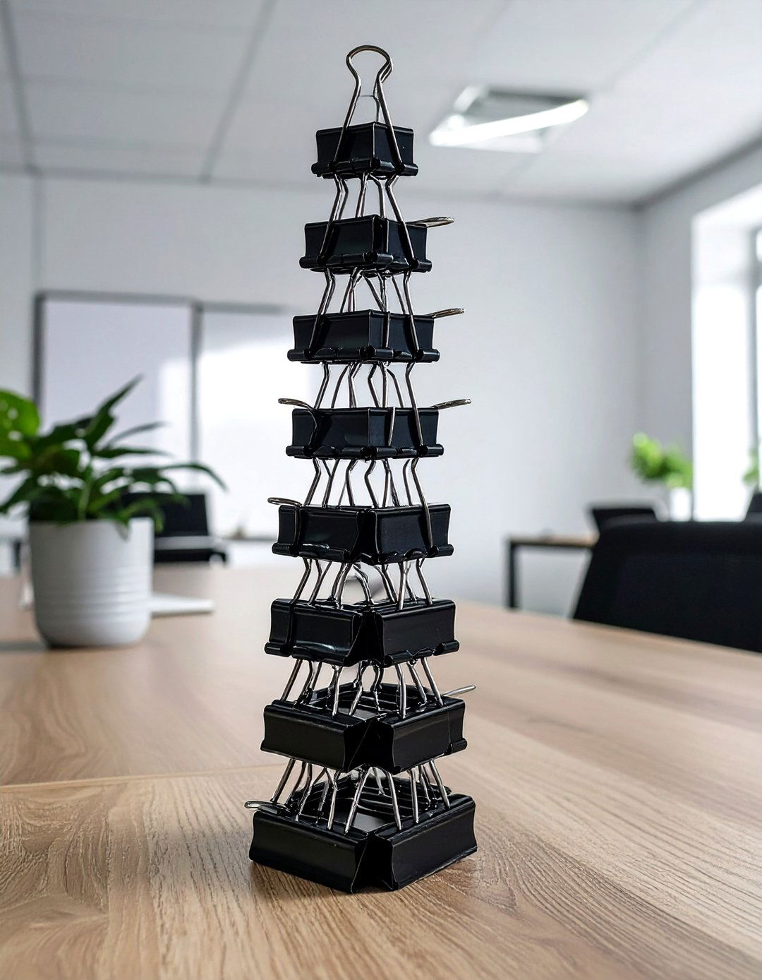 The Binder Clip Construction - 30 office olympics ideas