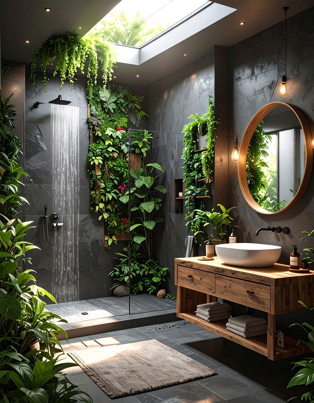The Biophilic Dark Bathroom - 30 dark bathroom ideas