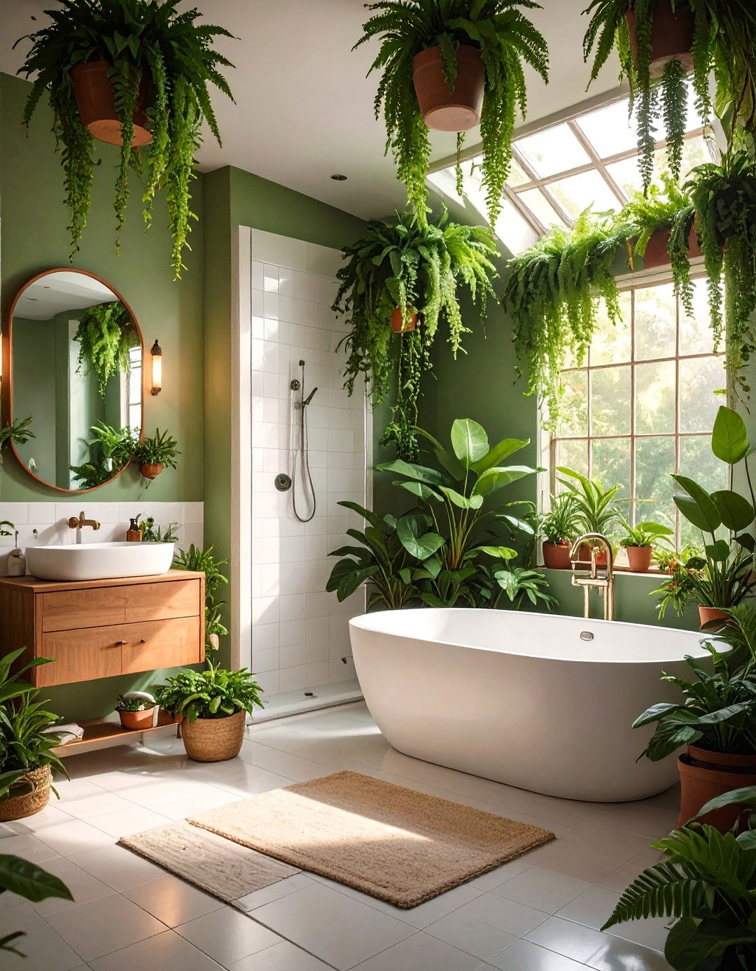 The Biophilic Design with Plants - 30 bathtub shower combo ideas for small bathrooms