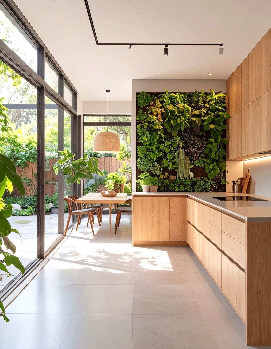 The Biophilic Green Kitchen and Living Room - 30 kitchen and living room ideas