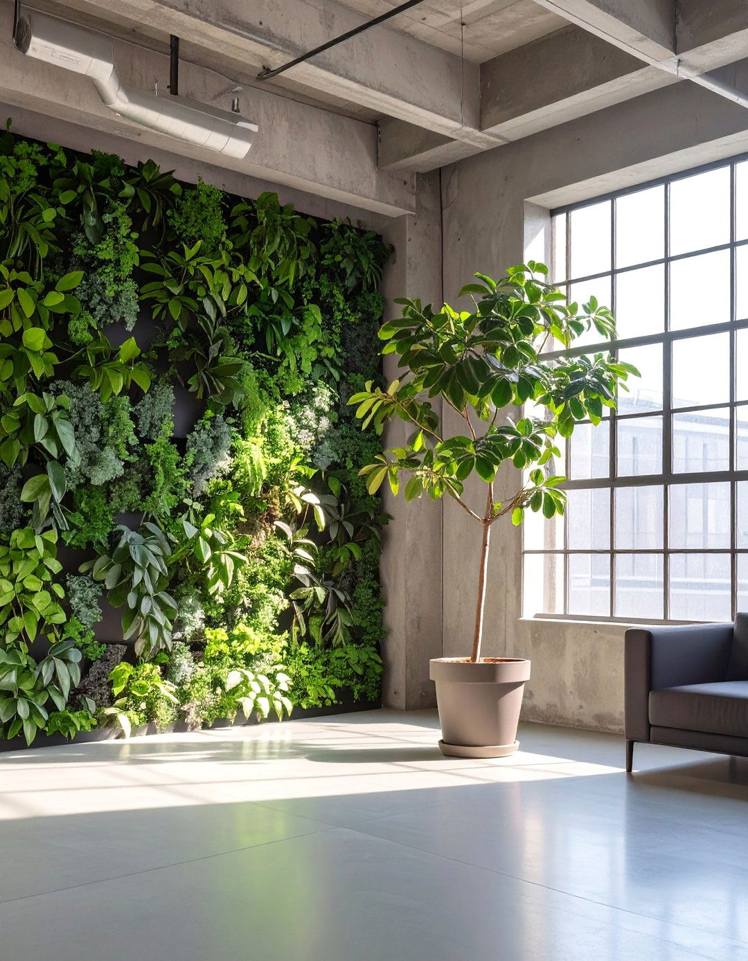 The Biophilic Industrial Oasis - 30 ai industrial loft design ideas