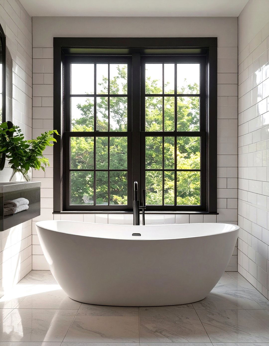 The Black Framed Gridscape Window - 30 bathroom window ideas