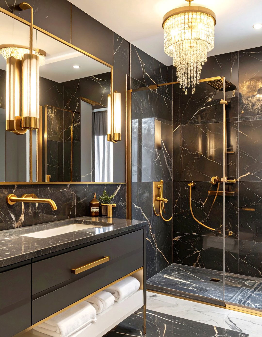 The Black and Gold Bathroom - 30 interior design las vegas ideas