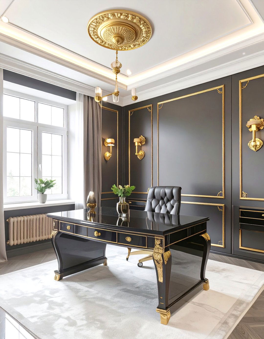 The Black and Gold Lacquer Study - 30 baroque interior design ideas