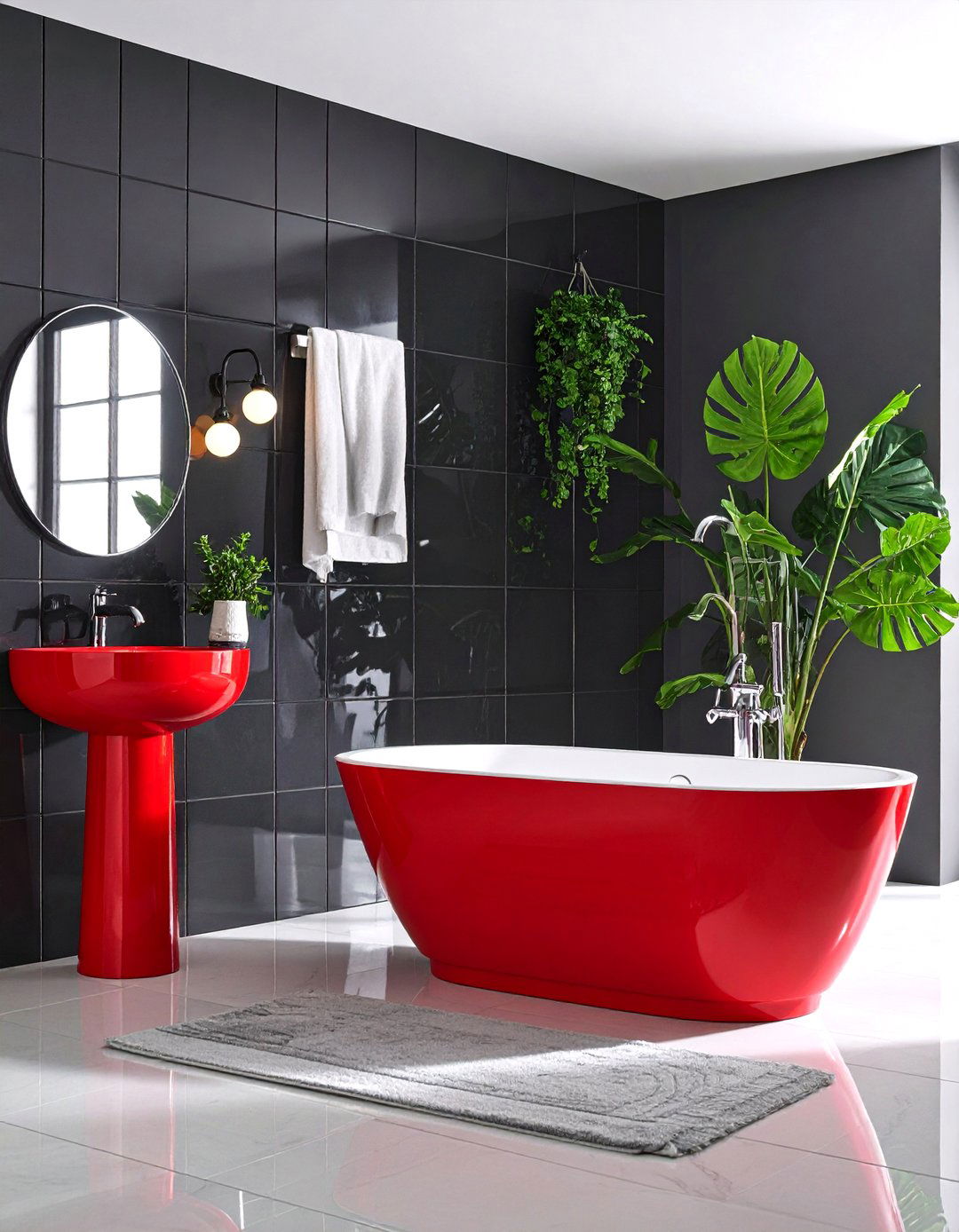 The Black and Red Bathroom - 30 80s interior design ideas