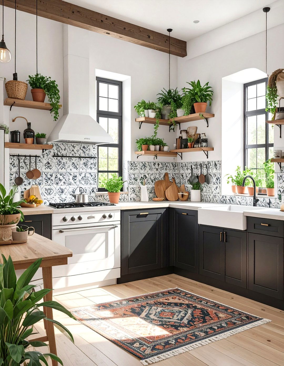 The Black and White Bohemian Kitchen - 30 black and white kitchen ideas
