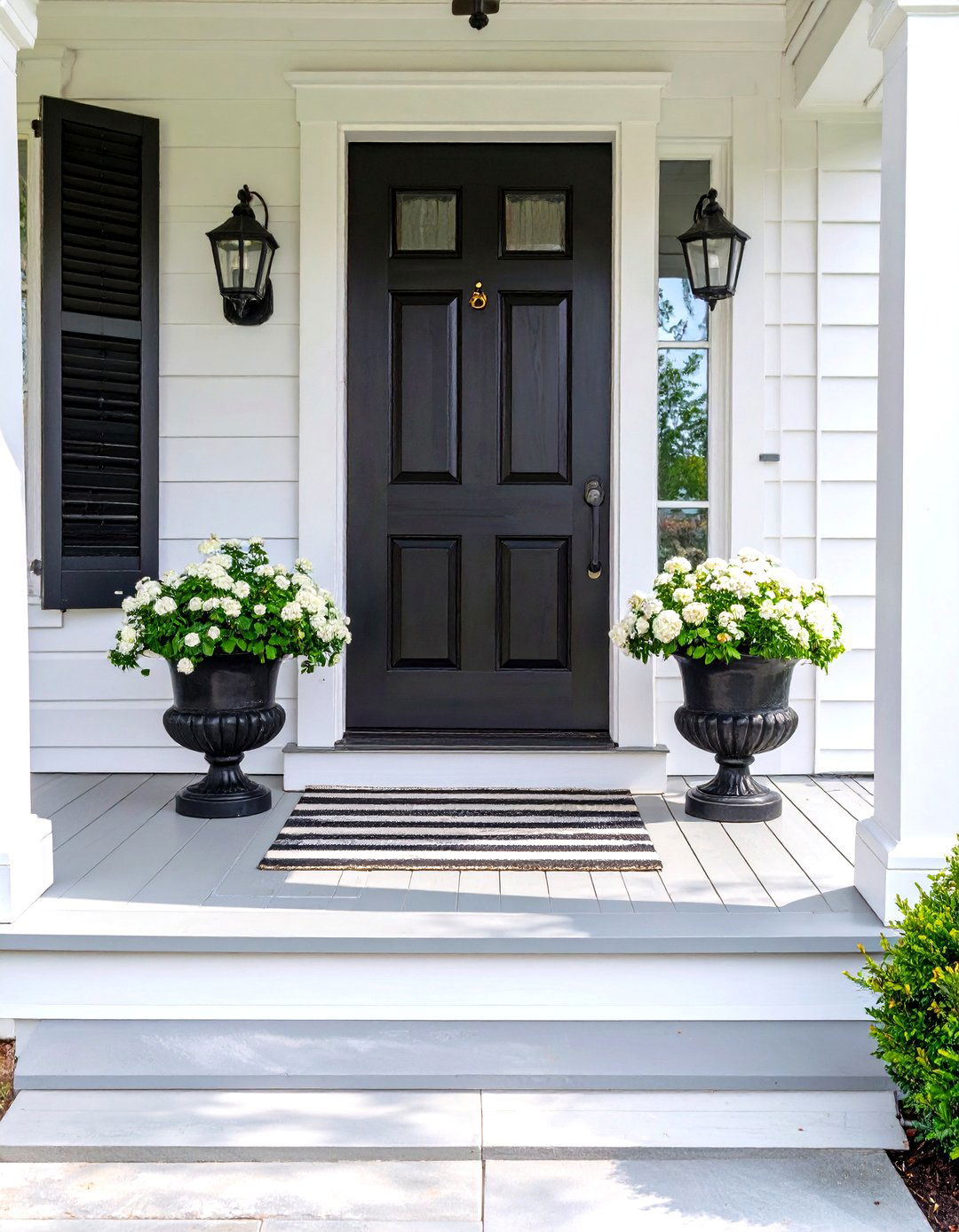 The Black and White Classic Porch - 30 curb appeal small front porch ideas on a budget