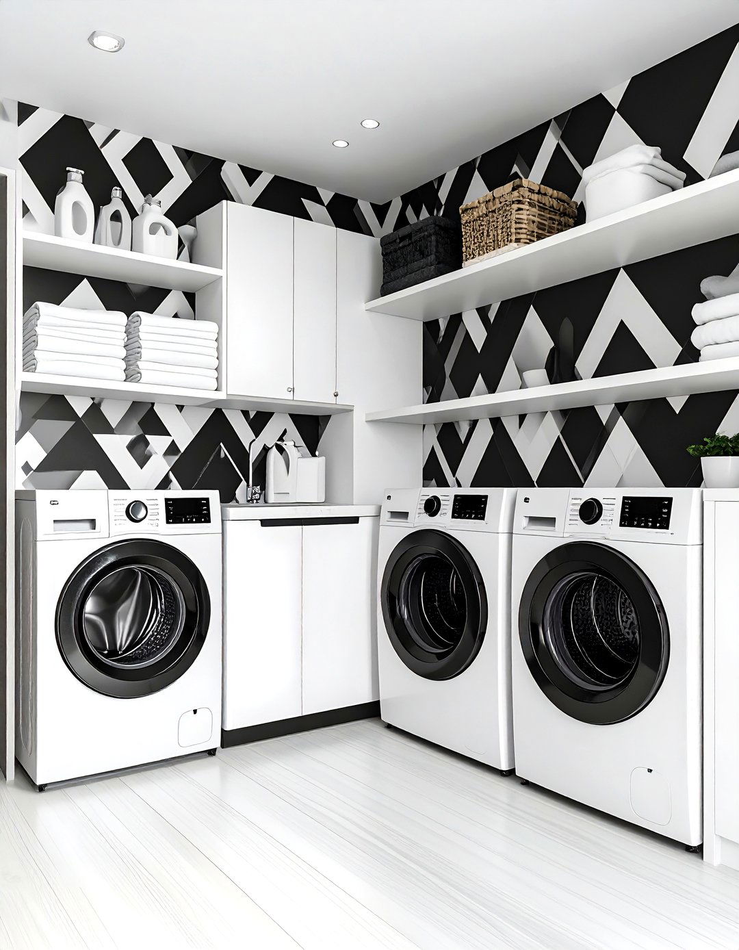 The Black and White Graphic Laundry Room Closet - 30 laundry room closet ideas