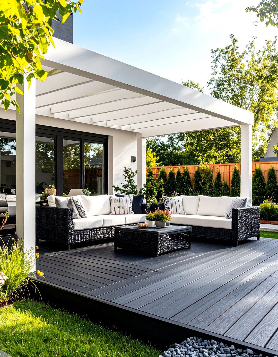 The Black and White Modern Deck - 30 design a deck ideas