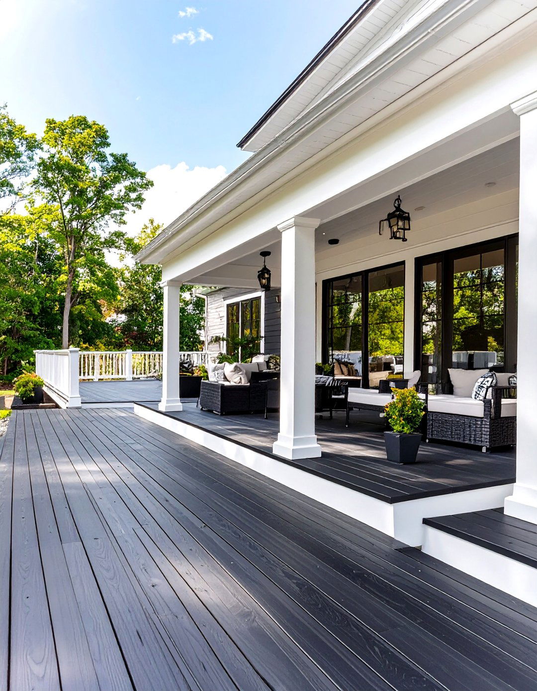The Black and White Modern Deck - 30 backyard 2 level deck designs