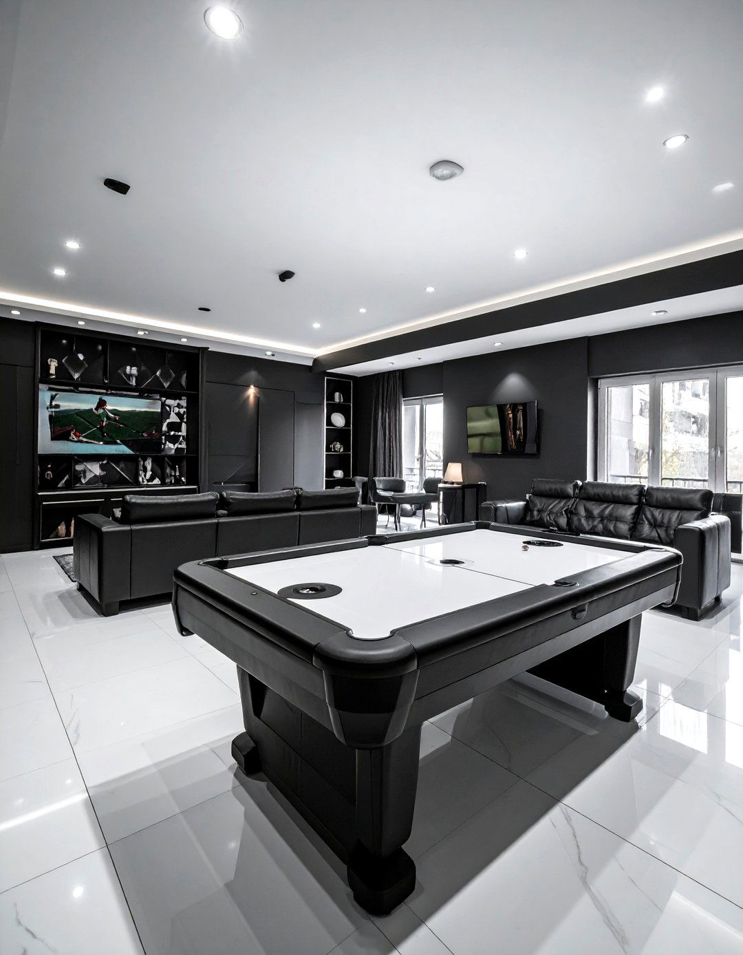 The Black and White Modern Game Room - 30 family game room ideas