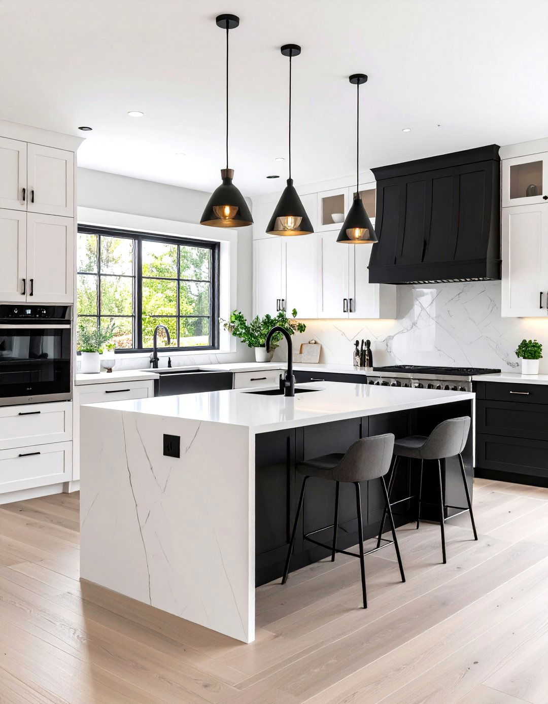 The Black and White Modern Peninsula - 30 kitchen peninsula ideas