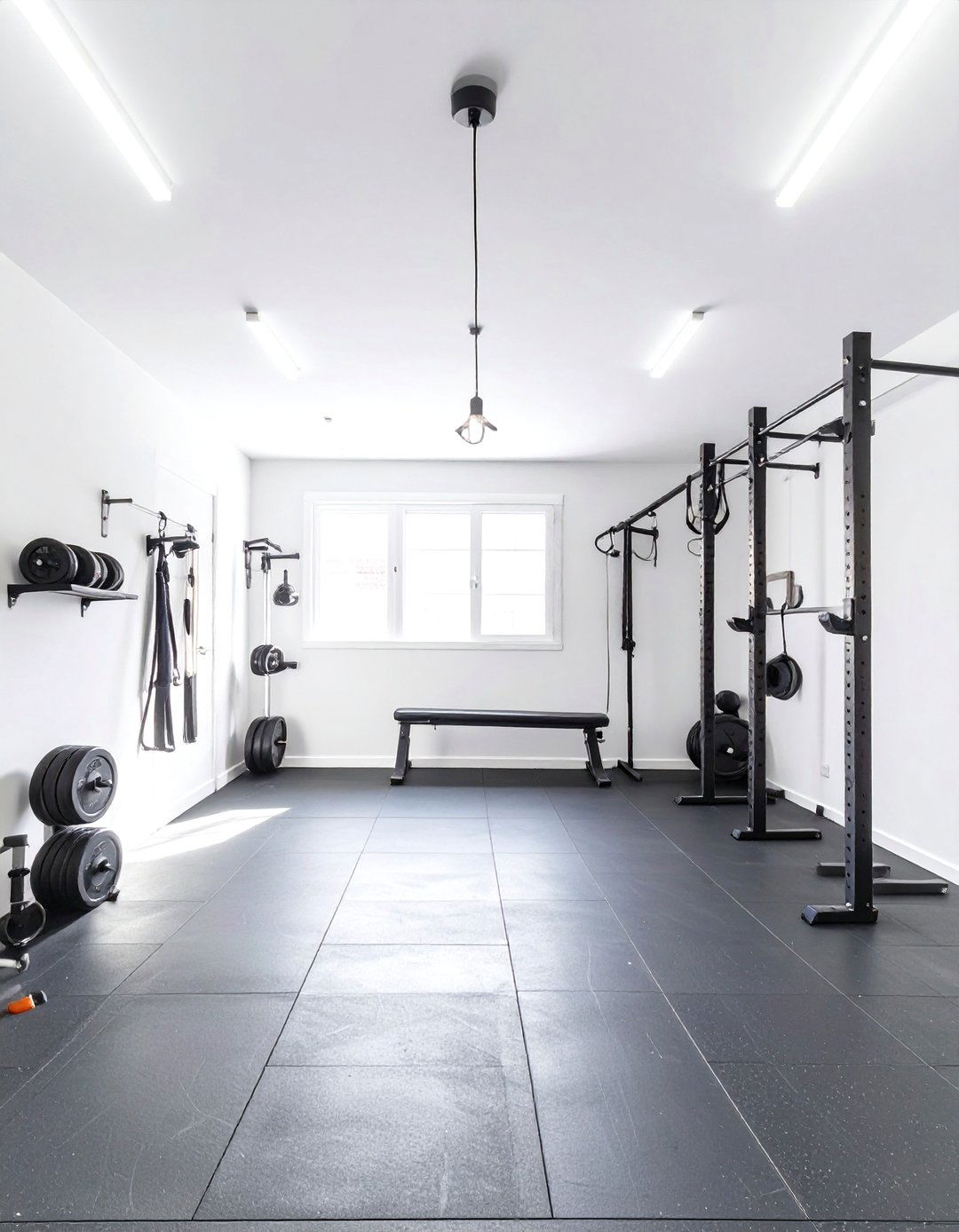 The Black and White Monochrome Garage Gym - 30 garage home gym ideas