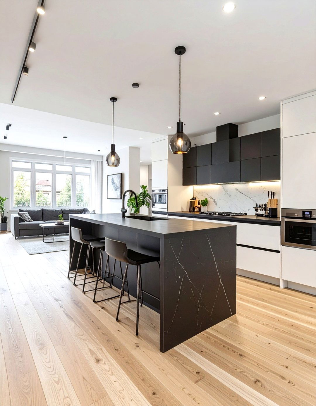 The Black and White Open Concept Kitchen - 30 black and white kitchen ideas