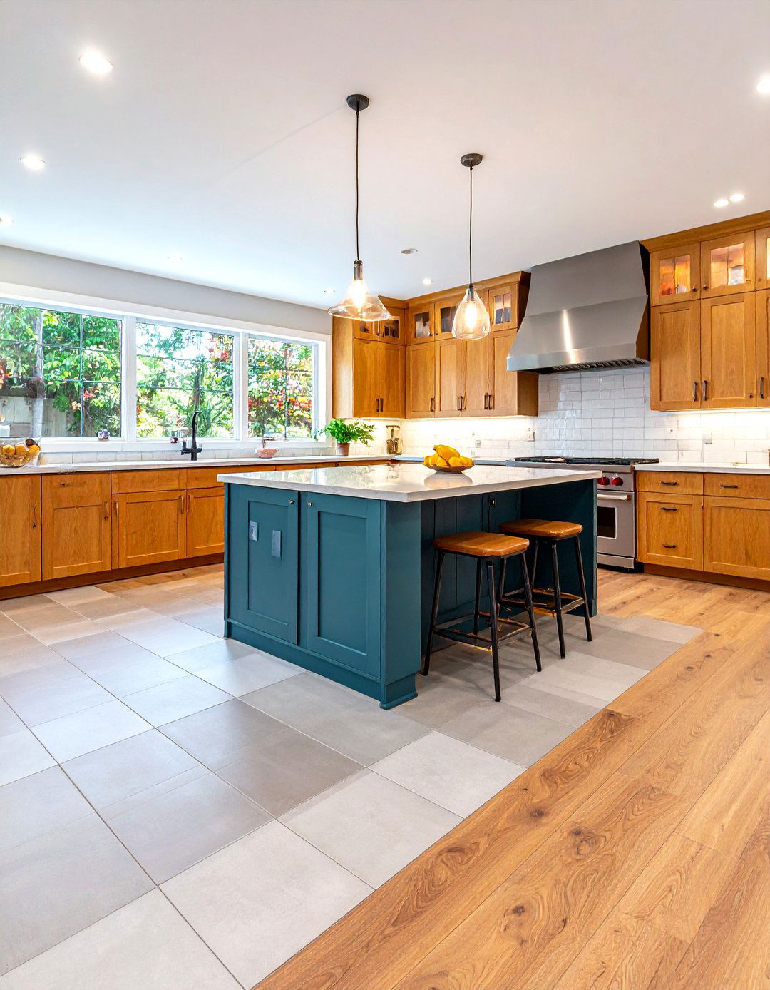 The Blended Wood and Tile Look - 30 kitchen tile to wood floor transition ideas